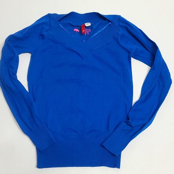 H & M Blue sweater women's medium v neck - Picture 1 of 5